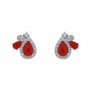 Cercei din argint cu opale și cubic zirconia