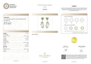 Certificat Gemologic Agl Cercei din argint cu peridot natural, cuarț natural și diamante naturale RC 2545
