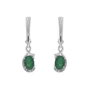 Cercei din argint cu smarald și cubic zirconia