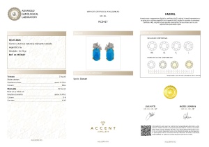 Certificat Gemologic Agl Cercei din argint cu turcoaz natural și diamante naturale RC3417