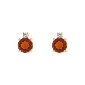 Cercei din aur de 14k cu citrine naturale de 3.24 ct și diamante naturale de 0.11 ct