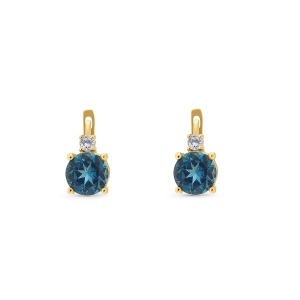 Cercei din aur de 14k cu topaze naturale de 2.40 ct și diamante naturale de 0.11 ct