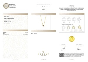 Certificat AGL GEMS Colier cu diamant natural aur 14k as603