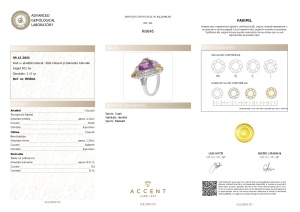 Certificat Gemologic Agl Inel din argint cu ametist natural, citrine naturale și diamante naturale RI9845