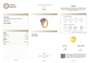 Certificat Gemologic Agl Inel din argint cu ametist natural și diamante naturale RI9501