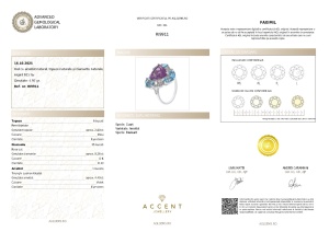 Certificat Gemologic Agl Inel din argint cu ametist natural, topaze naturale și diamante naturale RI9911