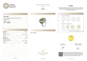 Certificat Gemologic Agl Inel din argint cu diopsid natural și diamante naturale RI8906