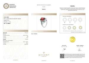Certificat Gemologic Agl Inel din argint cu granat natural și diamante naturale RI8811