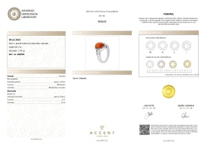 Certificat Gemologic Agl Inel din argint cu granat natural și diamante naturale RI8929