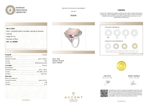 Certificat Gemologic Agl Inel din argint cu morganit natural, turmaline naturale și diamante naturale RI9896