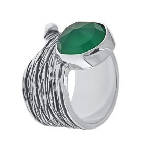 Inel din argint cu onix verde
