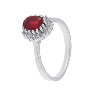 Inel din argint cu rubin și cubic zirconia