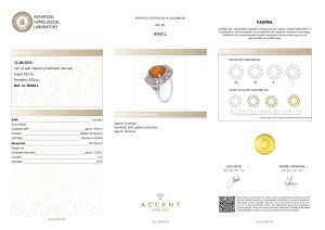 Certificat AGL GEMS Inel cu safir natural si diamante naturale argint 925