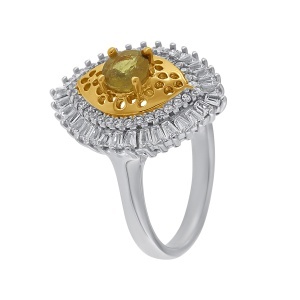 Inel din argint cu safir și cubic zirconia