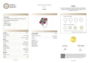 Certificat Gemologic Agl Inel din argint cu smarald natural, rubin natural, tanzanit natural, granat natural și diamante naturale RI9020