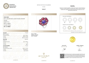 Certificat Gemologic Agl Inel din argint cu tanzanit, granat și diamante naturale RI8837