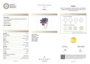 Certificat Gemologic Agl Inel din argint cu tanzanit natural, smarald natural, rubin natural și diamante naturale RI8914