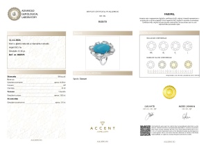 Certificat Gemologic Agl Inel din argint cu turcoaz, acvamarin și diamante naturale RI8979