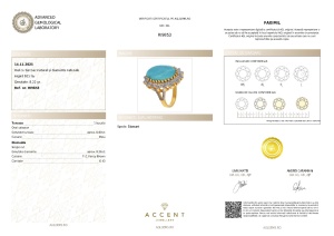 Certificat Gemologic Agl Inel din argint cu turcoaz natural și diamante naturale RI9853