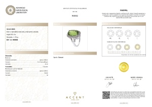 Certificat Gemologic Agl Inel din argint cu turmalină naturală și diamante naturale RI8802