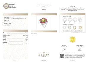 Certificat Gemologic Agl Inel din argint cu turmalină, peridot și diamante naturale RI8995