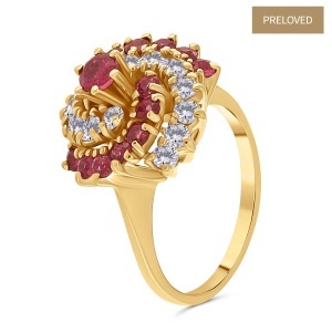 Inel din aur de 14k cu diamante naturale de 0.50 ct și rubine naturale 0.71 ct