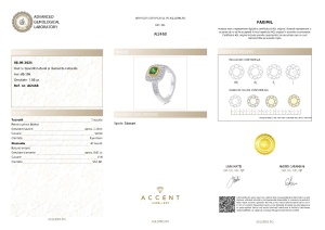 Certificat gemologic Agl Inel din aur de 18k cu tsavorit natural de 1.18 ct și diamante naturale de 0.61 ct AI2468