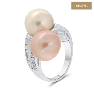 Inel din platină cu diamante naturale de 0.25 ct și perle South Sea
