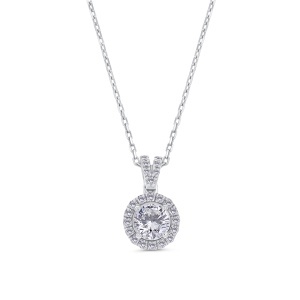 Lanț și pandantiv din aur de 14k cu diamante naturale de 0.50 ct și 0.17 ct