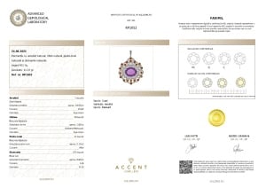 Certificat gemologic Agl Pandantiv din argint cu ametist natural, citrin natural, piatra lunii naturală și diamante naturale RP1052