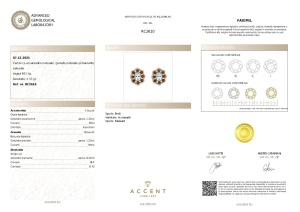 Certificat Gemologic Agl Cercei din argint cu acvamarine naturale, granate naturale și diamante naturale RC2610