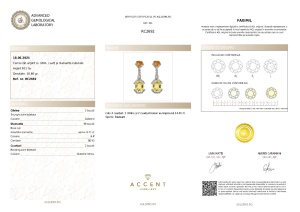 Certificat Gemologic Agl Cercei din argint cu citrin natural, cuarț natural și diamante naturale RC2692