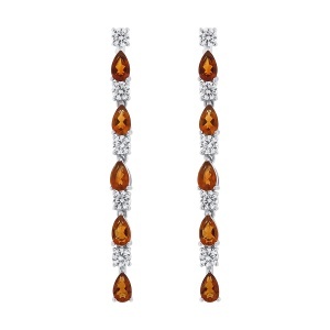 Cercei din argint cu citrin si cubic zirconia