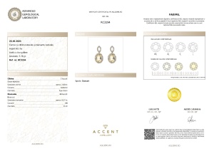 Certificat Gemologic Agl  Cercei din argint cu citrin și diamante naturale RC3194