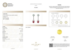 Certificat Gemologic Agl Cercei din argint cu granat, cuarț și diamante naturale RC2620