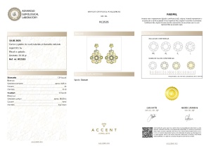 Certificat gemologic Agl Cercei din argint cu pietre de cuarț și diamante naturale RC2535