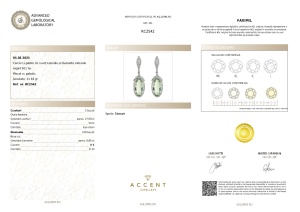 Certificat Gemologic Agl Cercei din argint cu pietre de cuarț verde și diamante naturale RC2542