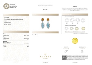 Certificat Gemologic Agl Cercei din argint cu pietre naturale și diamante naturale RC2714