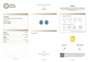 Certificat Gemologic Agl Cercei din argint cu turcoaz natural și diamante naturale RC3248