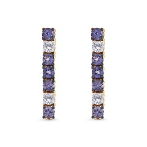 Cercei din aur de 14k cu tanzanite naturale de 0.65 ct și diamante naturale de 0.20 ct