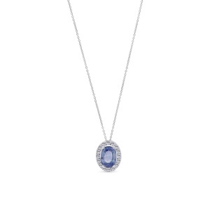 Colier din aur de 18k cu safir natural de 1.79 ct și diamante naturale de 0.24 ct