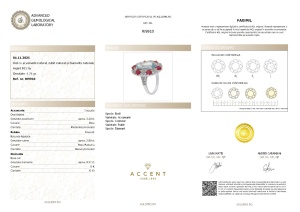 Certificat Gemologic Agl Inel din argint cu acvamarin natural, rubin natural și diamante naturale RI9910