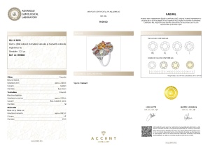 Certificat Gemologic Agl Inel din argint cu citrin natural, turmaline naturale și diamante naturale RI9802