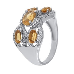 Inel din argint cu citrine și cubic zirconia