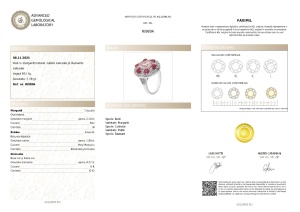 Certificat Gemologic Agl Inel din argint cu morganit natural, rubine naturale și diamante naturale RI9804