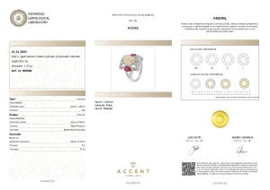 Certificat Gemologic Agl Inel din argint cu opal natural, rubin natural și diamante naturale RI8966