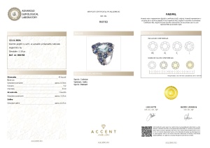 Certificat Gemologic Agl Inel din argint cu safir, acvamarin și diamante naturale RI8783