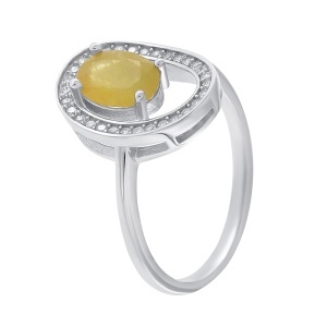 Inel din argint cu safir și cubic zirconia