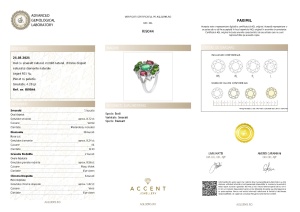 Certificat Gemologic Agl Inel din argint cu smarald, rodolit, chrome diopsid și diamante naturale RI9044