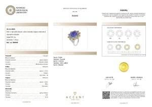 Certificat Gemologic Agl Inel din argint cu tanzanit natural, safir natural, topaz natural și diamante naturale RI8949